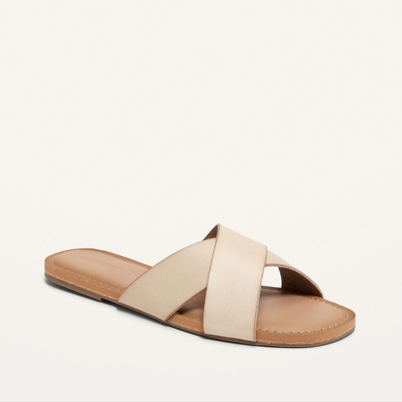 Faux-Leather Cross-Strap Sandals for Women - tan 7 - Picture 2 of 6